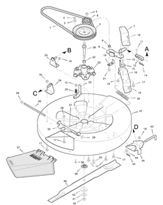 Mower Housing Diagram and Parts List for 30560X5D 1996 Briggs and Stratton Lawn Tractor